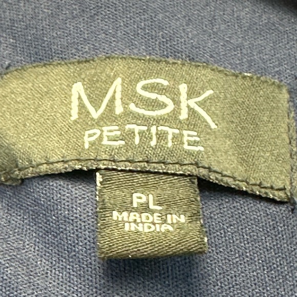 MSK Short Sheer Cut Out Bejeweled Sleeve Blouse - Navy Blue - size PLarge - Picture 6 of 11